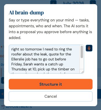 The AI brain-dump with a real dump typed in