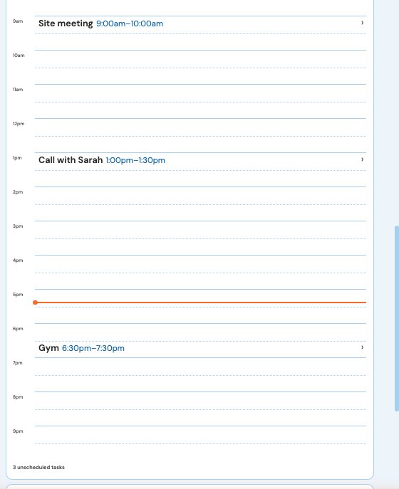 The schedule with an appointment placed