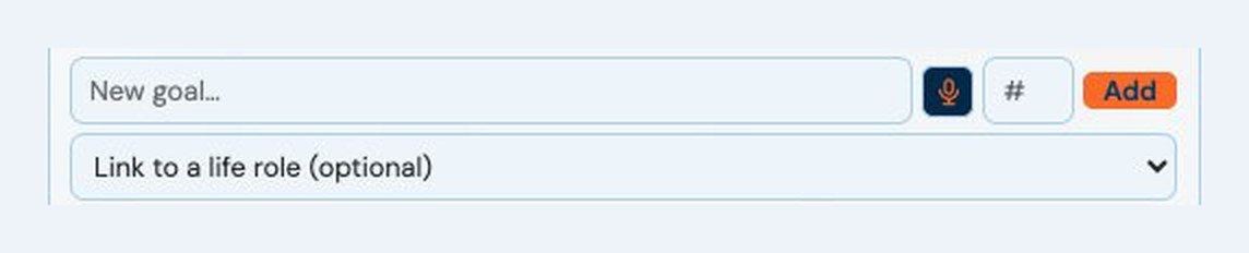 The add-goal row, with the link to a life role