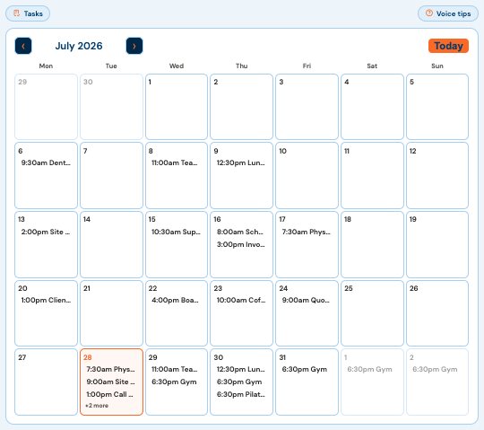 Month view with its appointment pills
